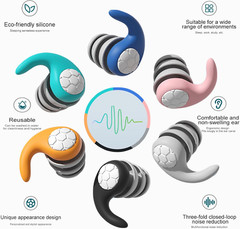 Reusable Silicone Ear Plugs Noise Cancelling Earplugs Protector Study Sleep Swim