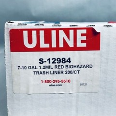 Uline Biohazard Trash Liner 10 Gallon 1.2 mil Total of 180 Bags