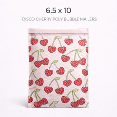 6.5×10 Disco Cherry Bubble Mailers Self Seal Easy Open Tear Strip Silver Lining