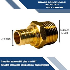 25 PCS. 3/4″ PEX X 3/4″ MALE NPT THREADED ADAPTER BRASS CRIMP FITTING LEAD FREE