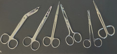 Lot of 6 Stainless Steel Scissors Medical, Craft, Sewing -various sizes as shown