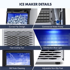Commercial Ice Maker 150lbs Stainless Steel Built-in Cube Machine Bar Restaurant