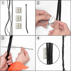 100 Pcs Black HeavyDuty SelfAdhesive Cable Zip Tie Mounts for Wire Management