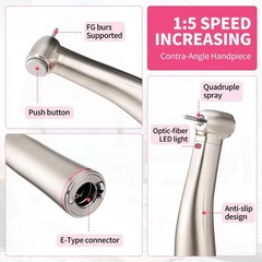 NSK Style Dental Brushless LED Micro Motor /1:5 Increasing LED Contra Angle US