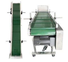 Electric Incline Conveyor Machine, Rubber PVC Belt 59″L,Max. 29.5″H Lift, 7.87″W