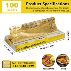 100 Count Premium Pop-Up Gold Foil Sheets Interfolded Precut Greaseproof