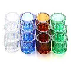 12PCS JMU Dental Glass Dappen Dishes Acrylic Crystal Cups Nails Assorted Colors