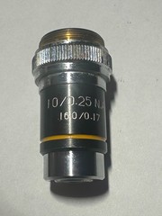 10/0.25 N.A. 160/0.17 Microscope Objective Bottom Yellow Stripe, Used
