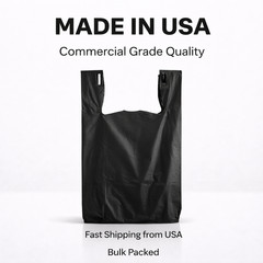 Bags 1/6 21 x 6.5 x 11.5 Heavy Duty .87 Mil BLACK T-Shirt Plastic Grocery Bags
