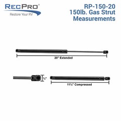 Gas Strut 20In 150 Lb. Spring Rod Heavy-Duty Industrial Door Opener – 2 Ea