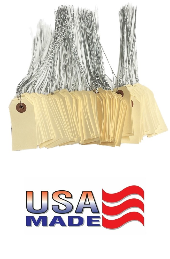 100 pcs- 2 3/4″ x 1 3/8″ Size 1 Manila Inventory Pre-Wired Price Tags with Wire