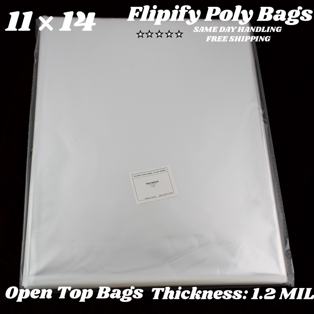 11×14 Clear Bags Large Plastic Packaging Open Top Flat Packing T-Shirt Apparel