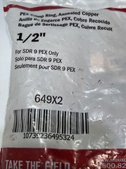 Bag of 100 Sioux Chief PEX Crimp Ring 1/2” Annealed Copper 649×2 USA SDR 9 PEX