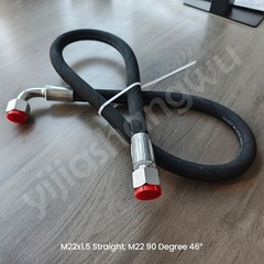 M22x1.5 Excavator Hydraulic Hose Straight+90°Elbow 1/2″ ID 46″ Long Replacement