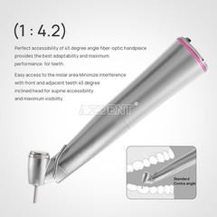 Dental Optic Fiber LED 1:4.2 Increasing Handpiece 45°Angle Head External Channel