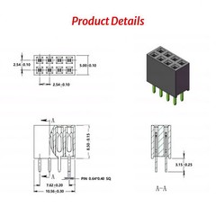2.54mm 0.1″ PCB Header Vertical Female Socket Connector, Single/Double Row Pin