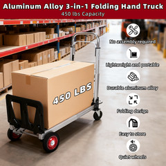 Aluminum Hand Truck 3 in 1 Folding Dolly Cart 400 lbs Capacity Heavy Duty