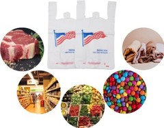 Bags 1/6 21 x 6.5 x 11.5 Heavy Duty .71 Mil White American Flag T-Shirt Plastic