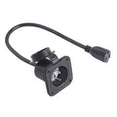 15A 125V AC Port Plug 14AWG Flanged Power Inlet Plug 18″ Extension Cord Boat RV
