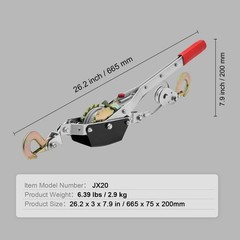 Power Puller Come Along Winch 2 Ton 4409 lbs Heavy Duty Pull Hoist 2 Hooks
