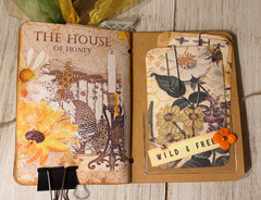 Junk Journal Handmade Booklet Book Vintage “Honey Bees” Pockets, Ephemera