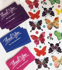 144x Business Thank You Cards Small Business, Butterfly Stickers Variety Pkg