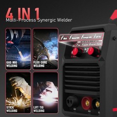 140A 4-in-1 MIG Welder, 110V/220V Dual Voltage, Gas/Flux/Stick/TIG