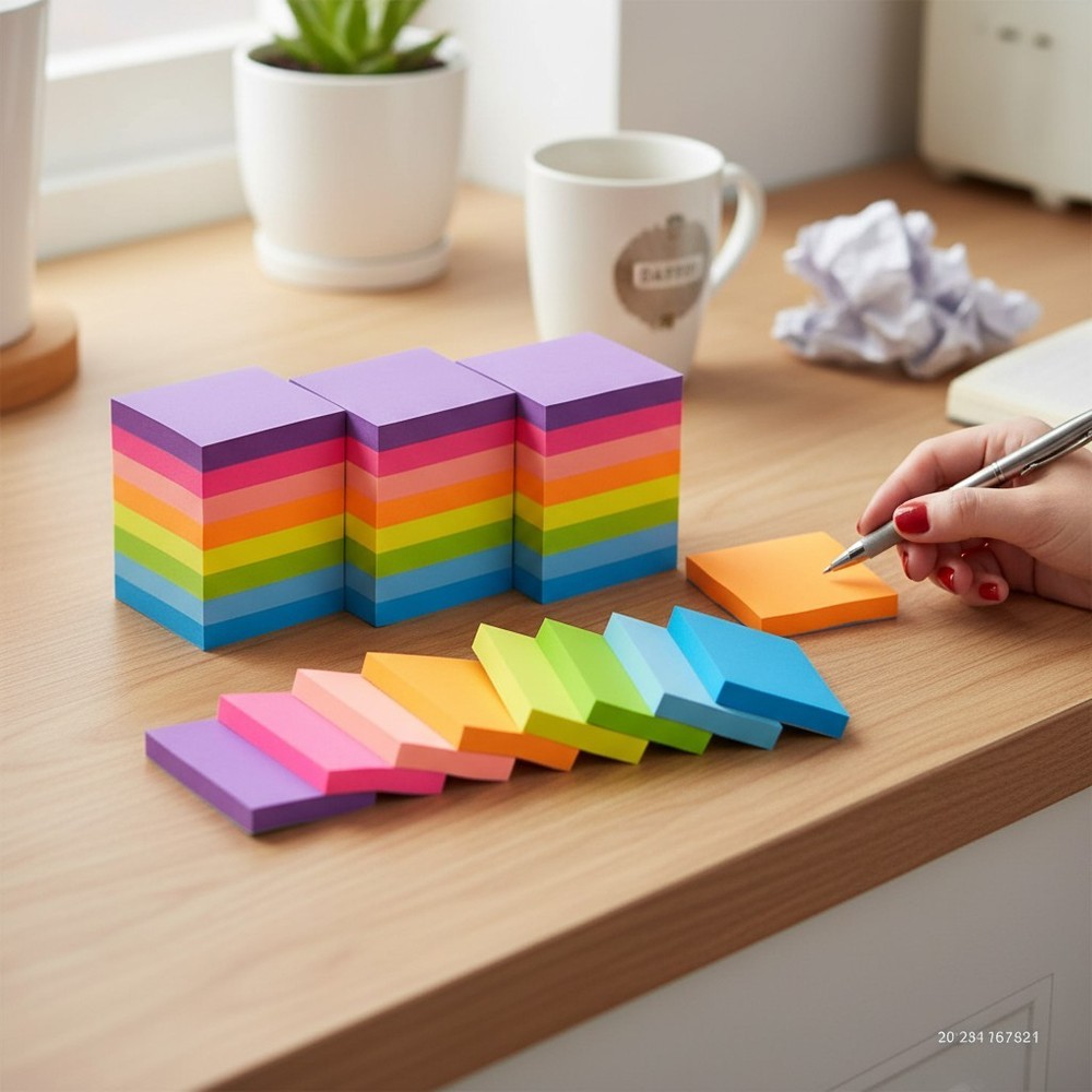 Bright 1.5×2 Inch Sticky Notes – 24 Pads, 8 Colors for School, Home & Office Use