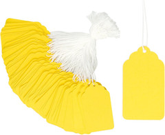 Price Tags, 500 Pcs Yellow Paper Gift Tags with String, 2.76″ X 1.69″ Blank Mark