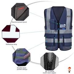 A-SAFETY XSmall Navy Reflective Safety Vest High Visibility Running Cycling