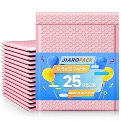 Jiaro Pack Poly Bubble Mailer Padded Envelope Mailing Bag 8.5×12 25Pc Light Pink