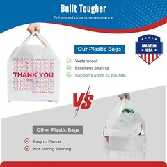 1000 Thank You T-Shirt Bags 12″ x 6.5″ x 21″, Plastic Grocery Shopping Bags