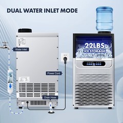 Commercial Ice Maker 150lbs Stainless Steel Built-in Cube Machine Bar Restaurant