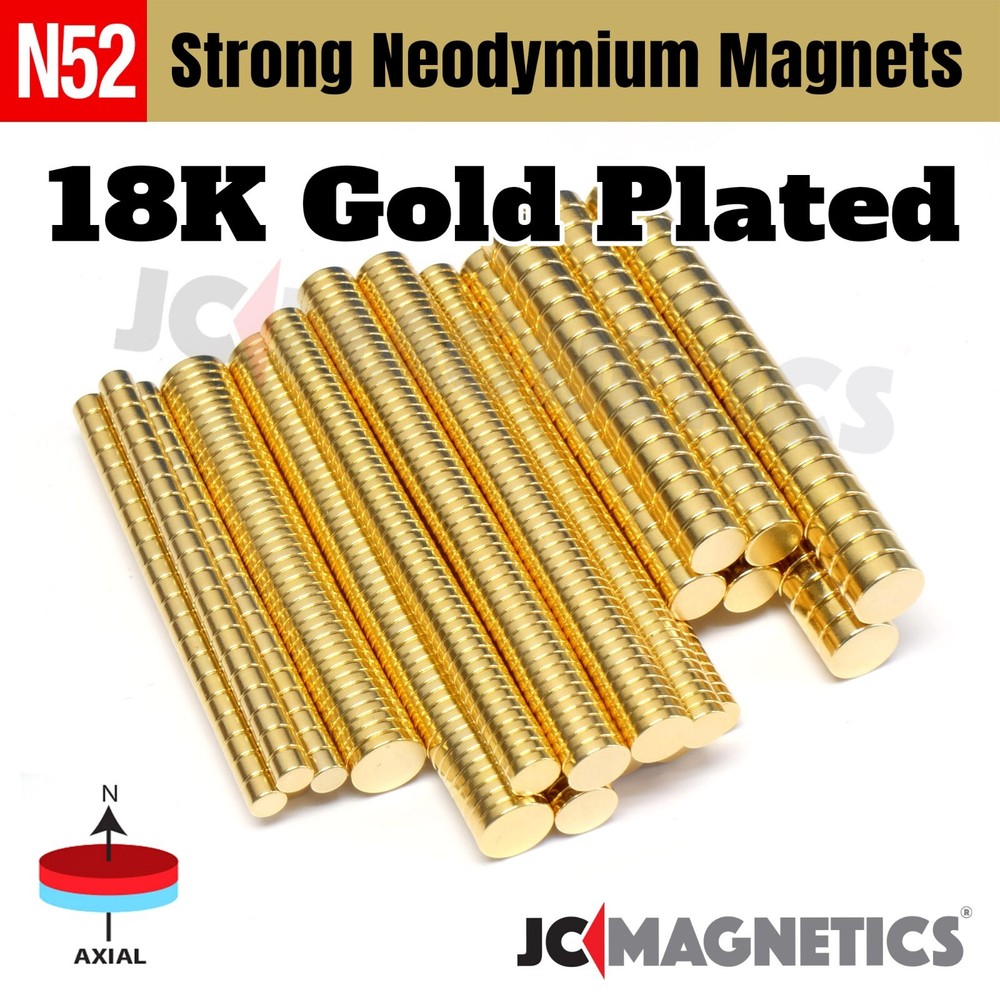 Gold Plated Super Strong N52 Rare Earth Round Neodymium Magnet Discs