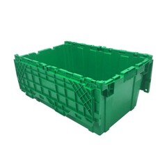 UBMOVE Storage and Packing Plastic Tote Crate Attached Lid Flip Top, 27″x17″x12″