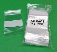 3×4 White Block Reclosable Bags 2mil Writeable 3x 4″ Poly Baggies 1000 Pcs