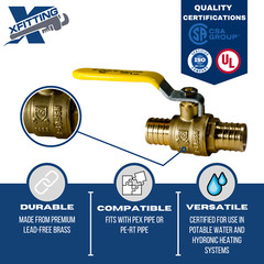 100 Pieces 1 Inch Pex Ball Valve, 1″ Pex Ball Valve, Lead Free Brass, Full Port