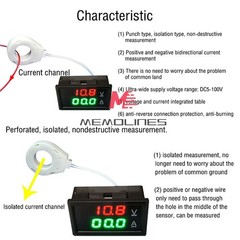 DC0-300V 50/100/200/400A Digital Current Voltage Meter Hall Ammeter Voltmeter