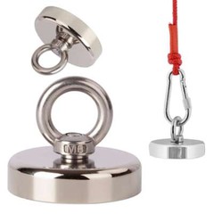 Neodymium Fishing Magnets 2 Pack, 400LBS Pulling Force Strong Round Rare Earth