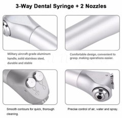 10PCS Dental Air Water Spray Triple Syringe 3 Way Handpiece w/ Nozzles/Tips/Tube