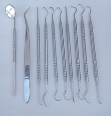 10 PC Dental Pick & Mirror Tools Sculpture Instrument Double End Oral Kit German