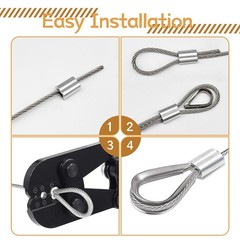 340Pcs Stainless Steel Wire Rope Cable Thimbles Aluminum Crimping Loop M2-M5 Kit