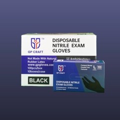 GP CRAFT Nitrile Gloves, 5 Mils, Medical, Fentanyl Resistant, Black,Case of 1000